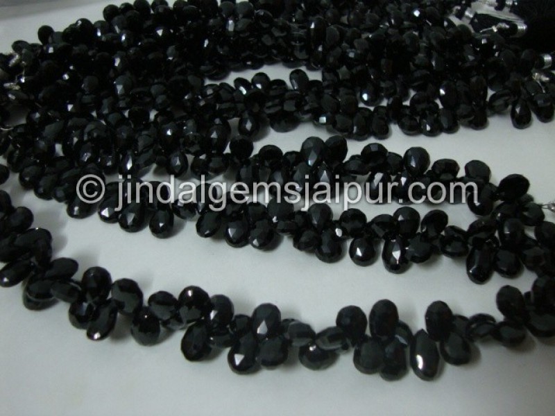 Black Spinel Faceted Pear Shape Beads